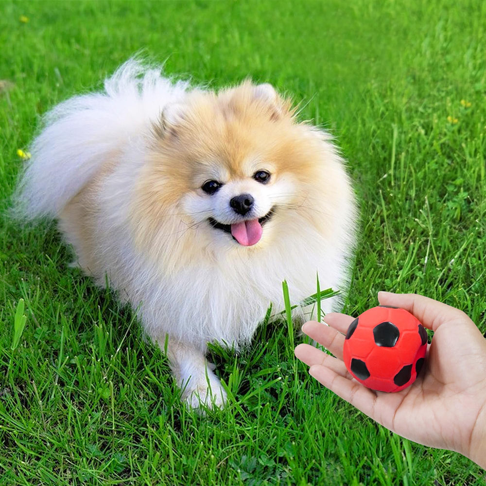 BRMDT bola fútbol para perros 2 pulgadas, diseño realista, perfecto para juego de lanzar y traer.
