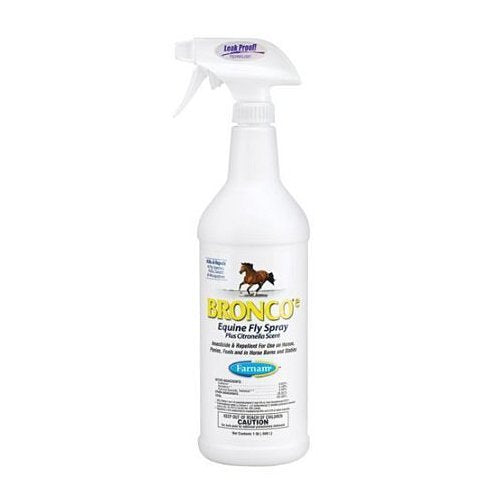Bronco-e repelente de insectos para caballos, protección contra moscas y garrapatas durante el cuidado diario.