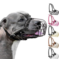 BRONZEDOG bozal de rejilla metálica para pitbull, perfil para paseos seguros y cómodos.