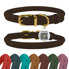 BRONZEDOG collar rodado en cognac destaca por cuero suave y duradero para uso diario