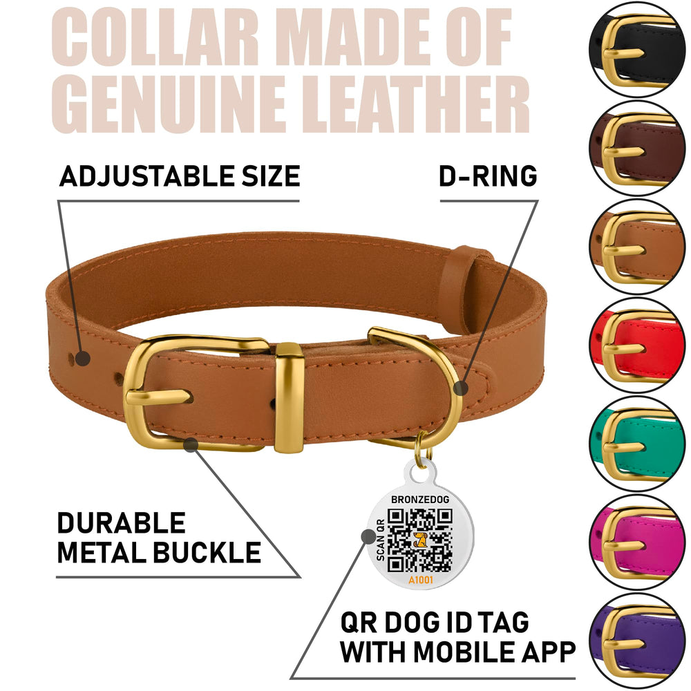 BRONZEDOG collar cuero ajuste ajustable para comodidad diaria.
