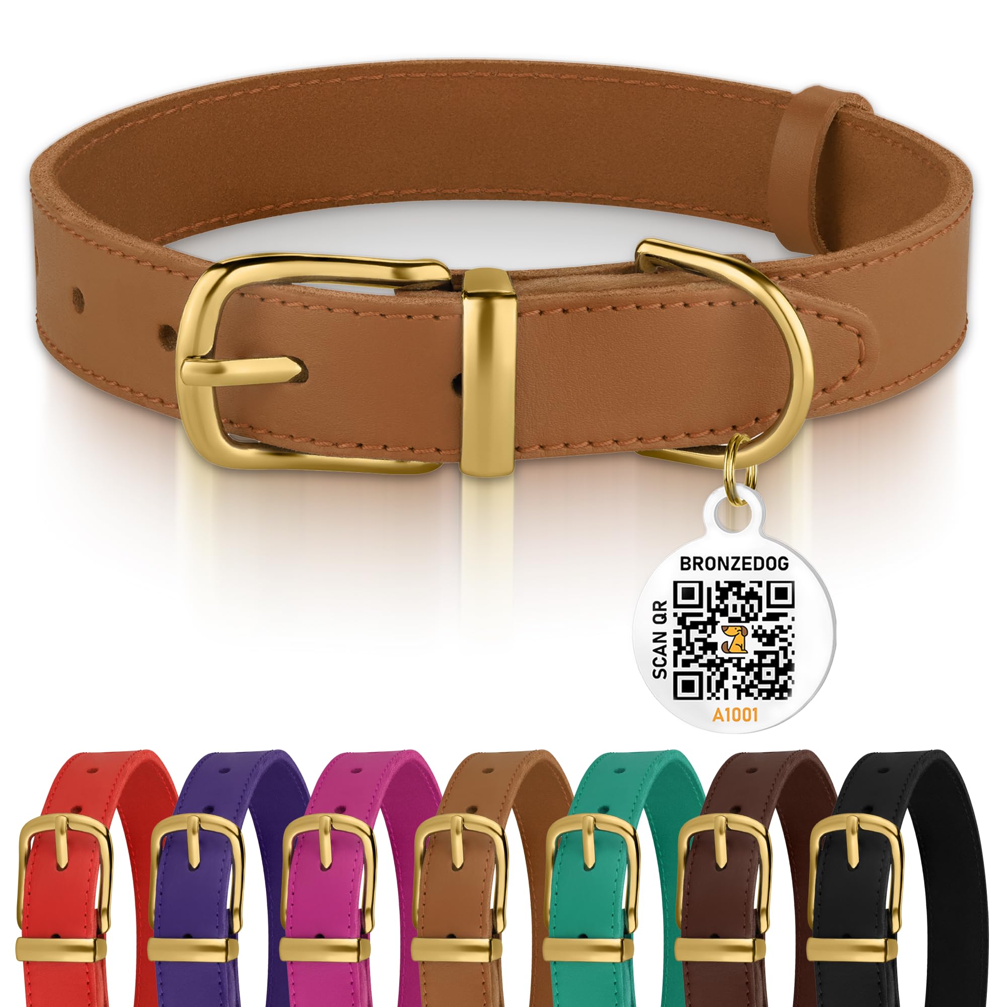 BRONZEDOG collar cuero con cierre metálico: paseos elegantes y duraderos.
