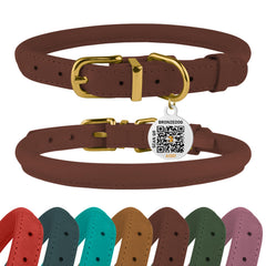 BRONZEDOG collar enrollado en cognac, cómodo para uso diario