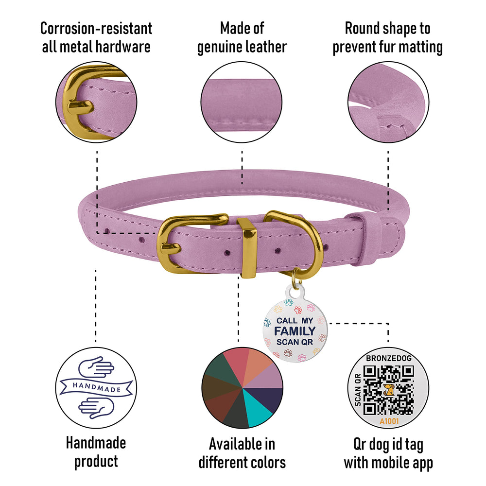 BRONZEDOG collar enrollado rosa coral: estilo llamativo para paseos diarios.
