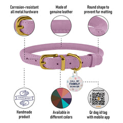 BRONZEDOG collar enrollado rosa coral: estilo llamativo para paseos diarios.