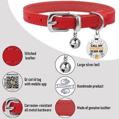 BRONZEDOG collar cuero para gatos 9-12 pulgadas, ajuste cómodo y duradero.