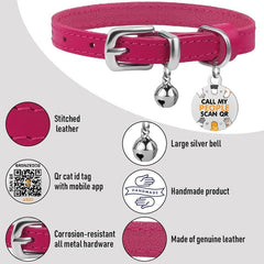 BRONZEDOG collar cuero gato, ajuste de 7 a 9 pulgadas para confort.
