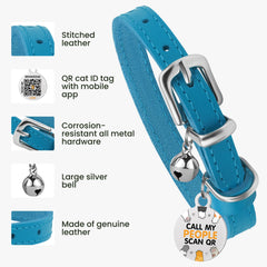 BRONZEDOG collar de cuero para gato con ajuste 7-9 pulgadas, cómodo y seguro