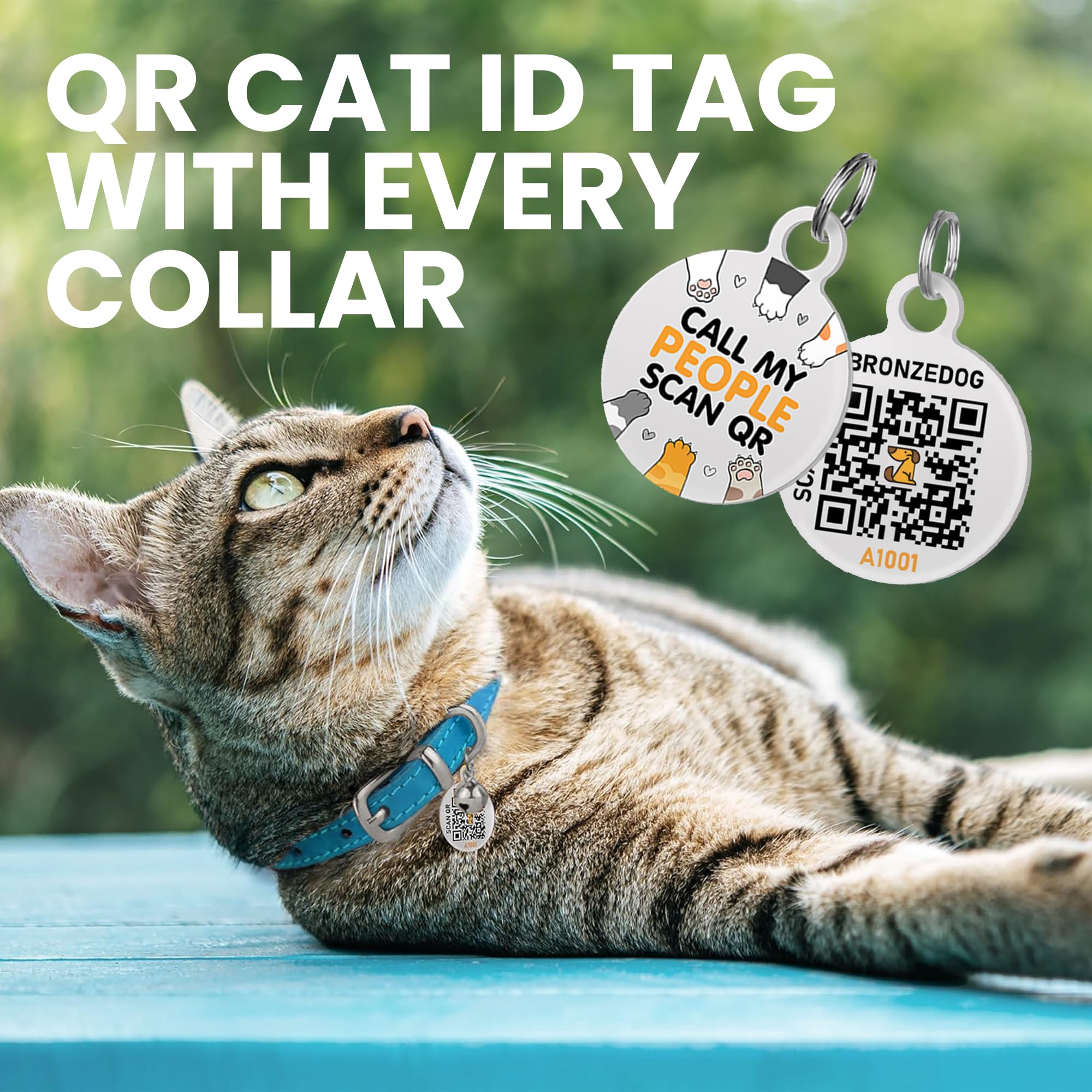 BRONZEDOG collar de cuero para gato con campana removible para alerta suave