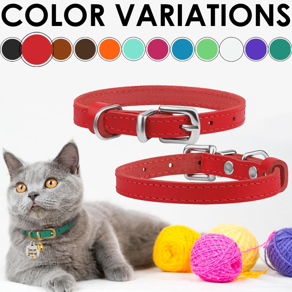 BRONZEDOG collar cuero-gato-sin-sistema-ruptura, seguro para uso en interiores.