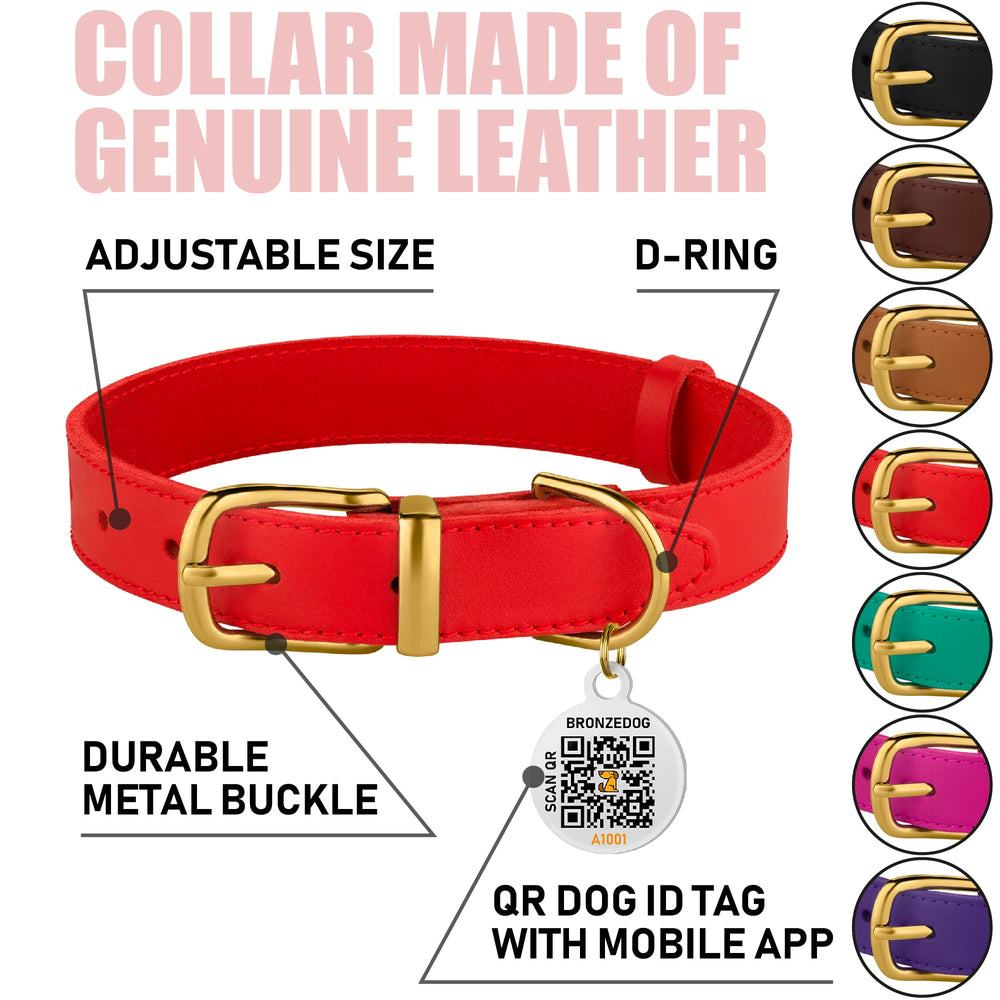 BRONZEDOG collar de cuero con textura natural, cómodo y duradero