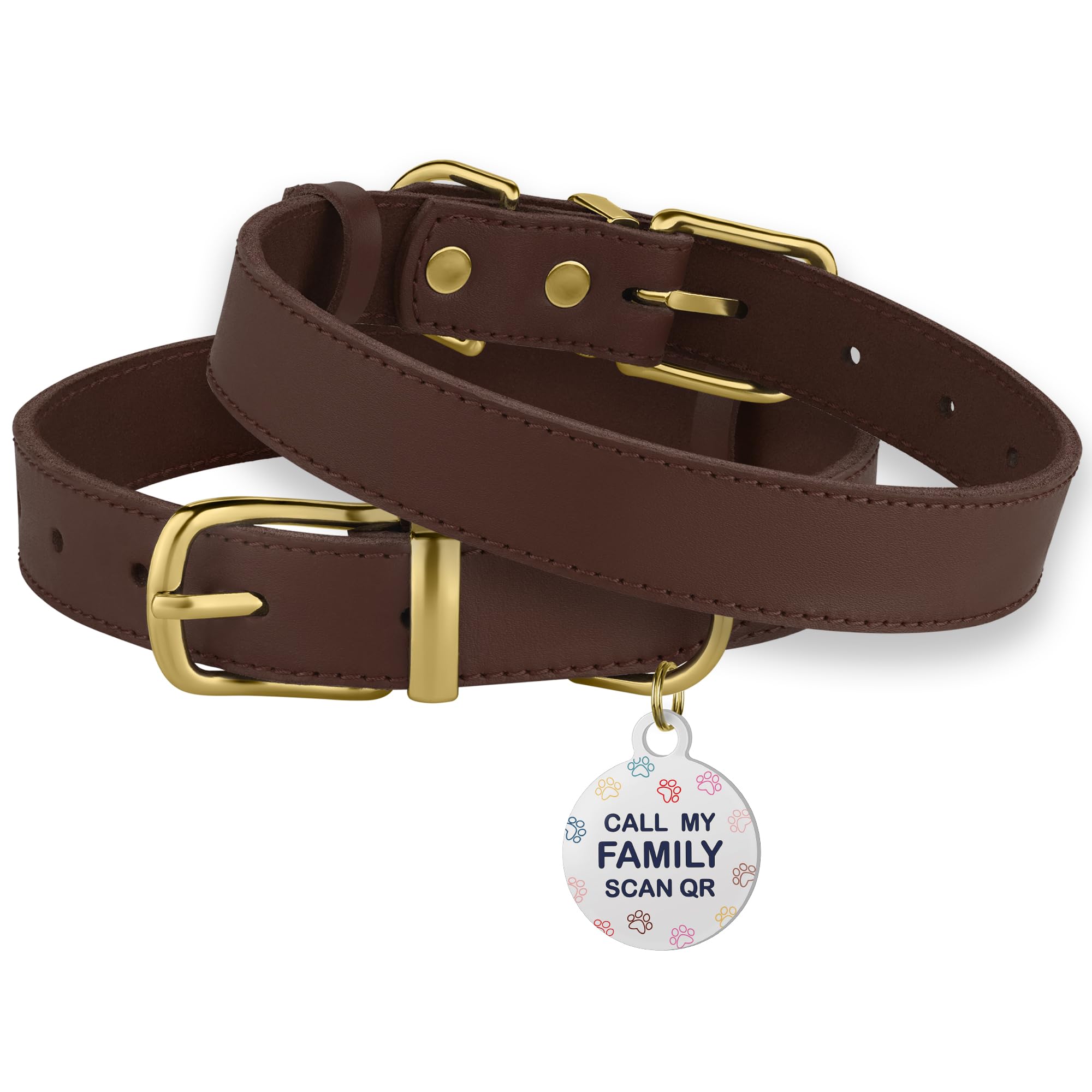BRONZEDOG collar con etiqueta QR para identificación rápida durante paseos.