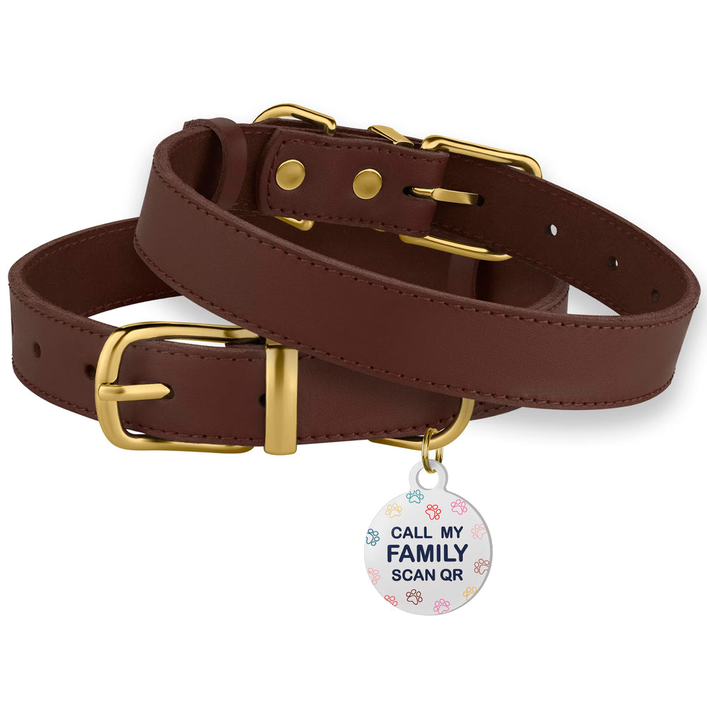 BRONZEDOG collar con etiqueta QR para identificación rápida durante paseos.