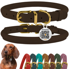 BronzeDog collar enrollado de cuero, cómodo para perros de pelo largo.