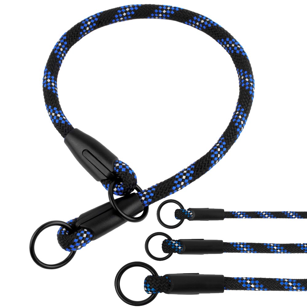 BRONZEDOG collar de entrenamiento con cuerda azul, alta visibilidad para paseos nocturnos