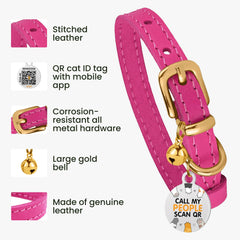 BRONZEDOG collar de cuero para gato con herrajes durables para uso diario.