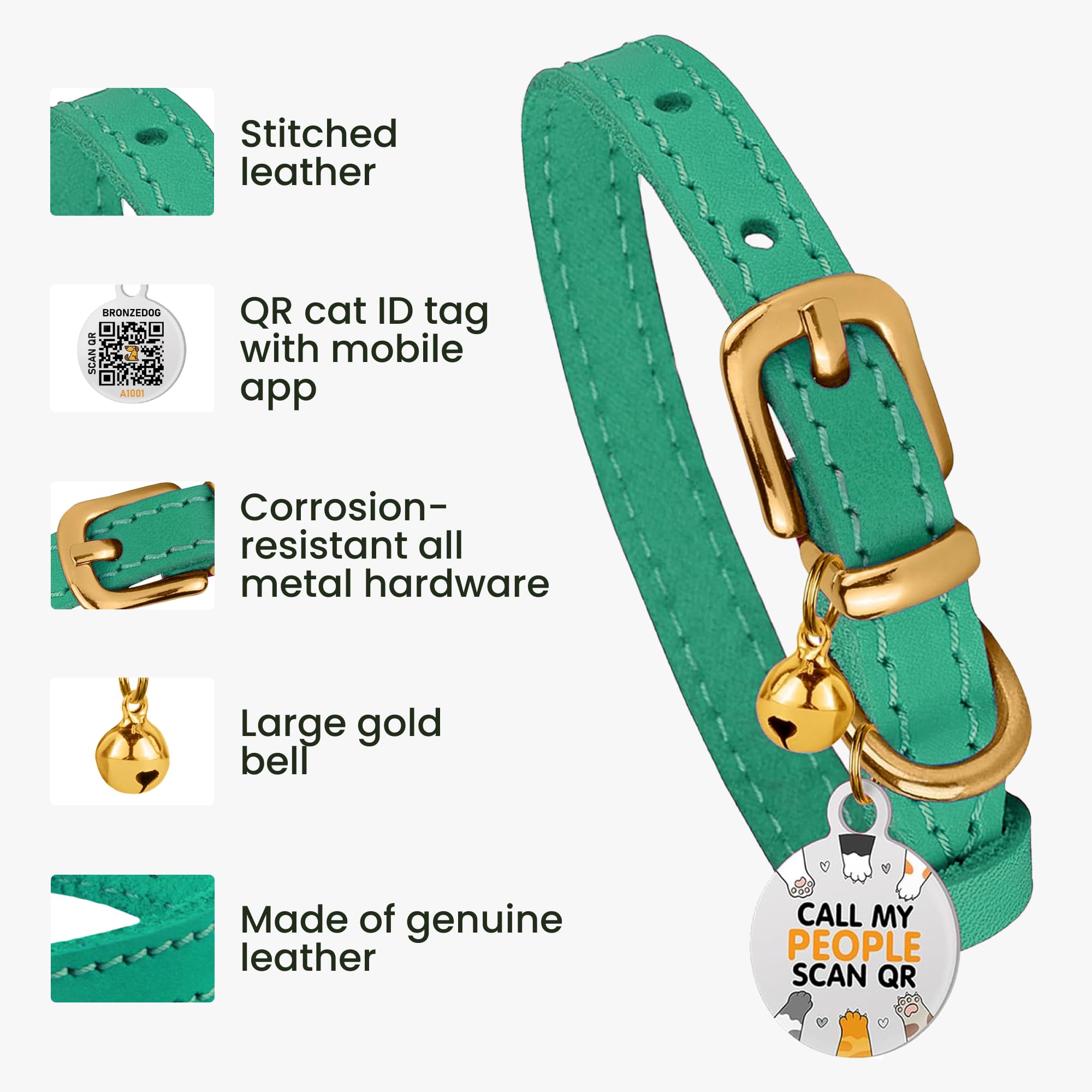 BRONZEDOG collar para gatos talla 7-9 pulgadas, ajuste cómodo