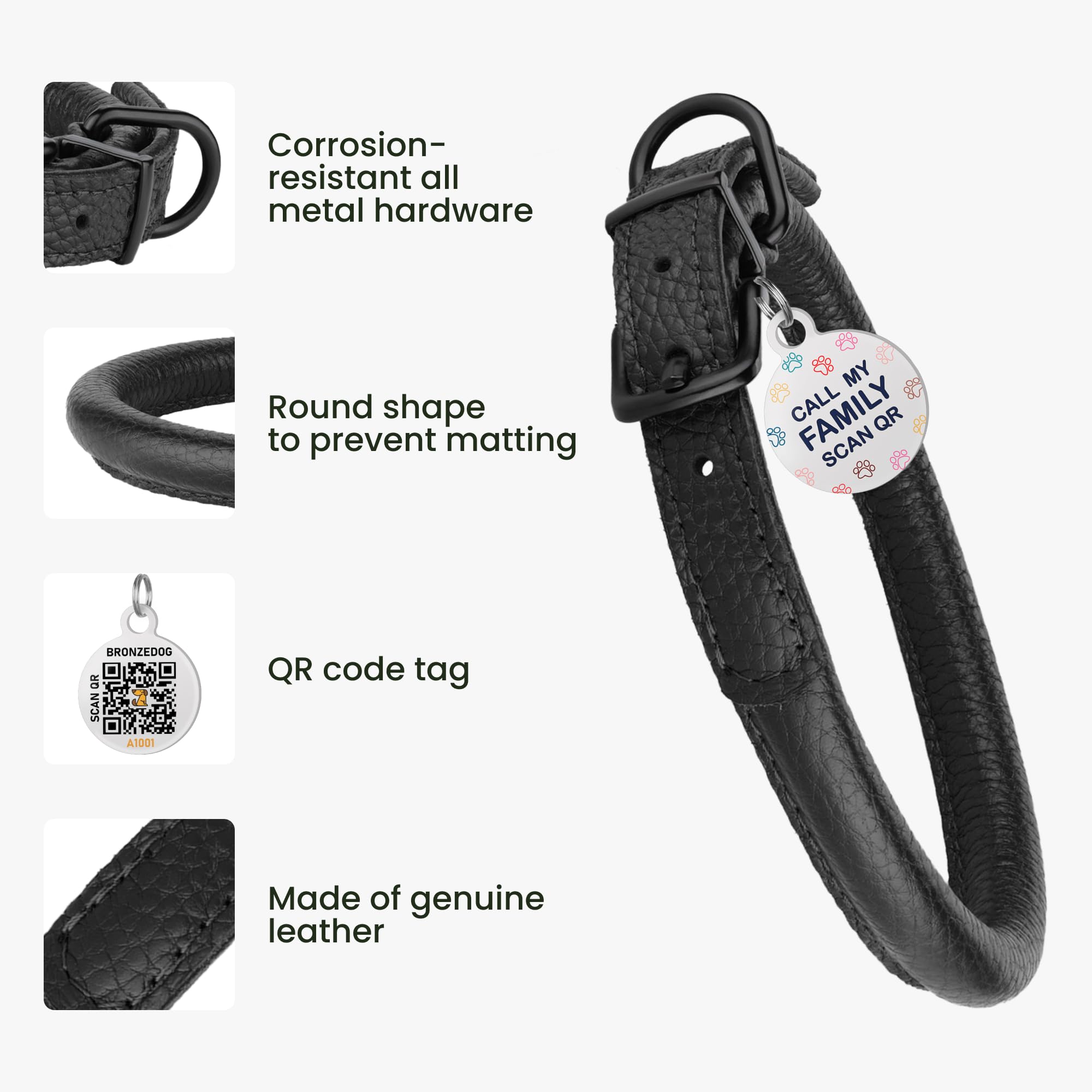 BRONZEDOG collar con placa de identificación para mayor seguridad.