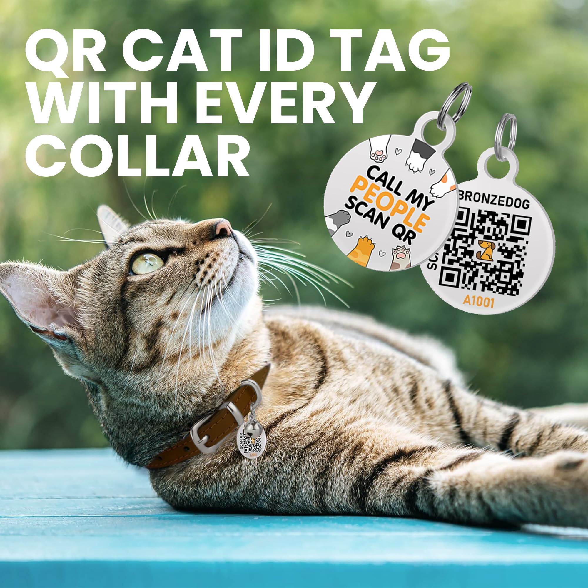 BRONZEDOG etiqueta QR gato para localización rápida y perfil unificado.
