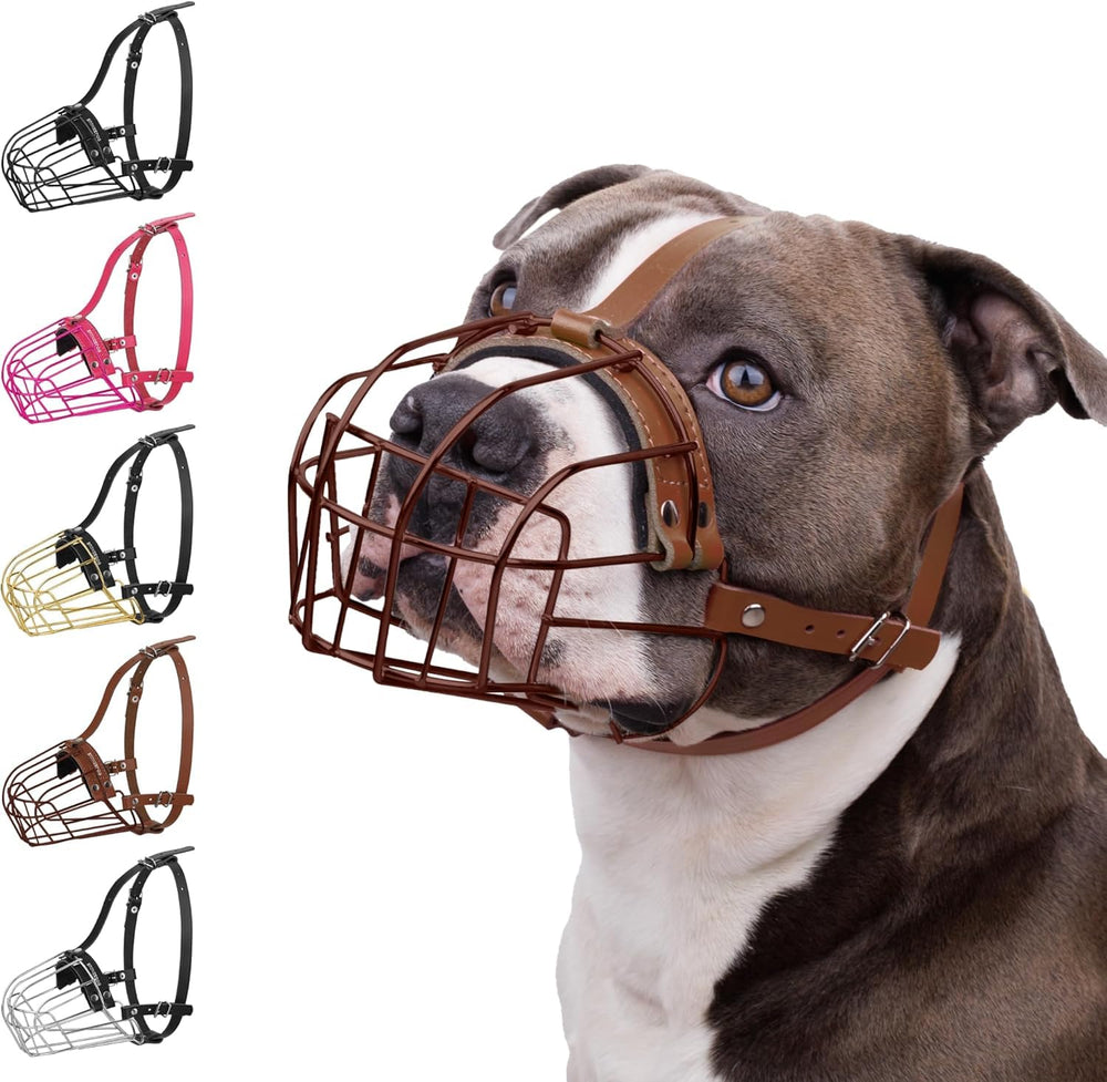 BRONZEDOG mordaza de metal para Pitbull con cesta, control seguro durante paseos
