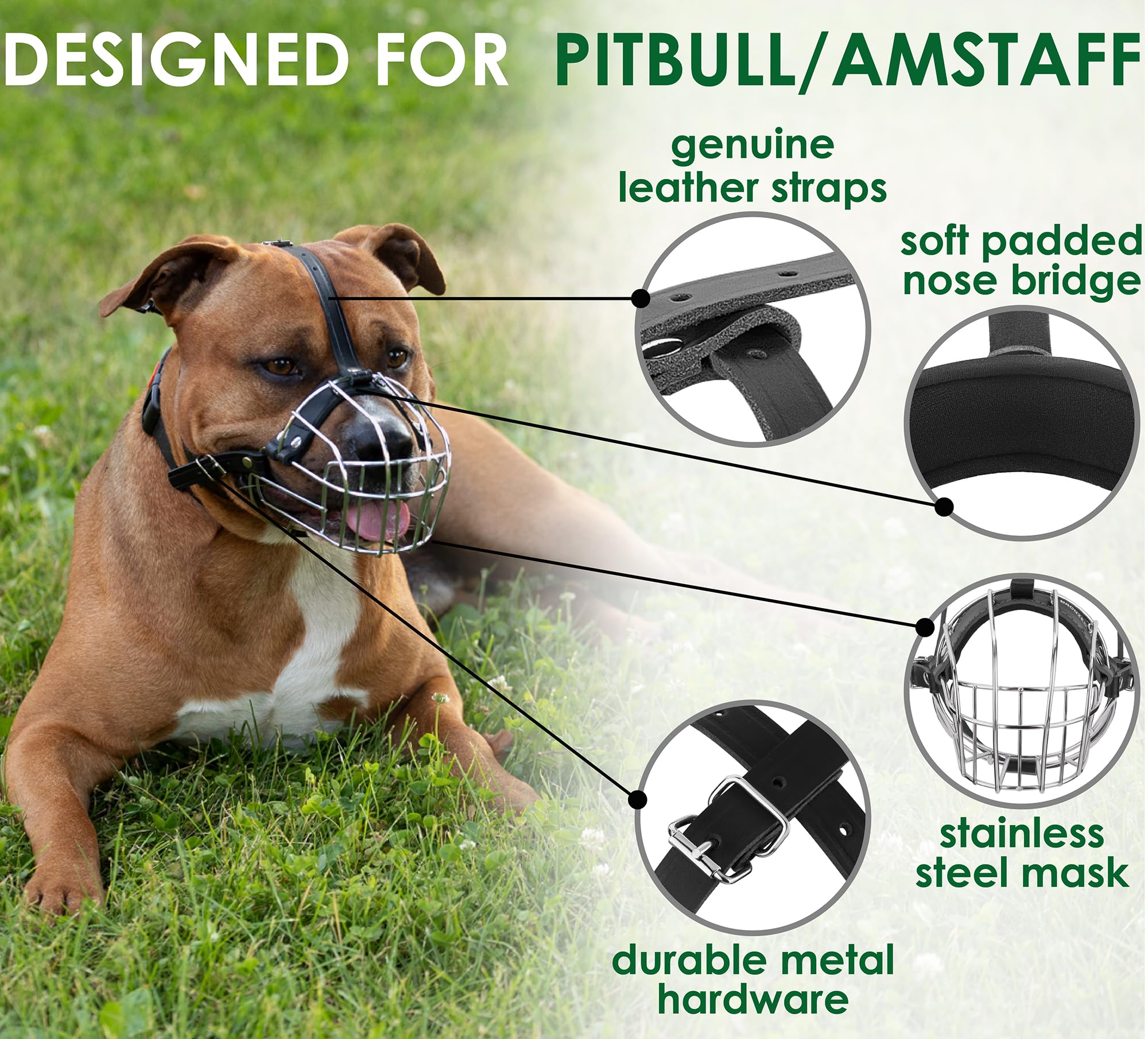 BRONZEDOG Muzzle de acero inoxidable, diseño duradero para uso diario.