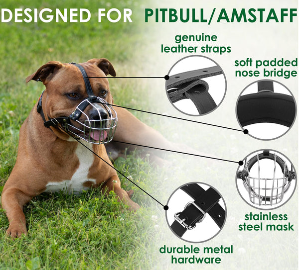 BRONZEDOG Muzzle de acero inoxidable, diseño duradero para uso diario.