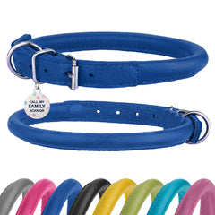 BRONZEDOG collar de cuero enrollado primer plano, cómodo para pelaje largo