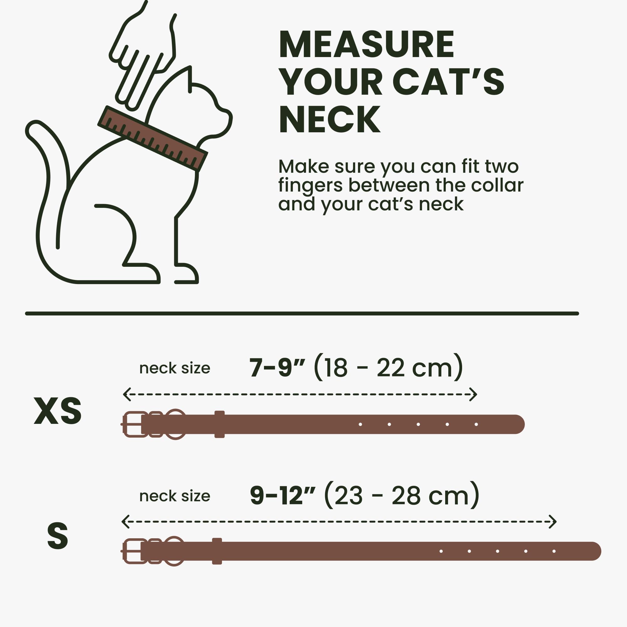 BRONZEDOG collar en talla 7-9 pulgadas, ideal para gatos y perros pequeños.