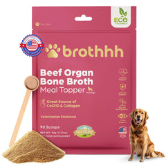 Empaque con cierre reutilizable de Brothhh para suplemento canino.