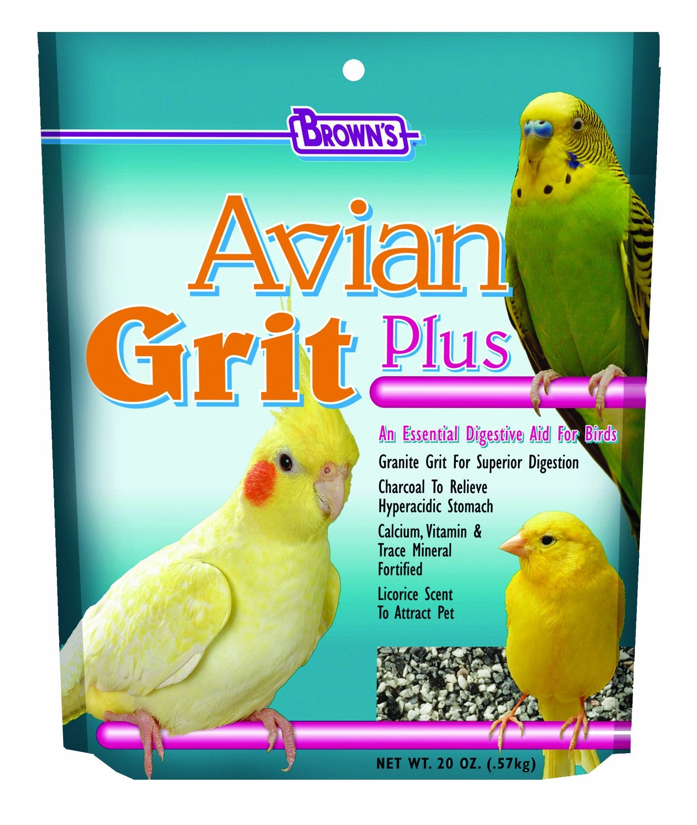 Grava para aves de Brown's de alta calidad en jaula, aroma agradable.