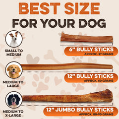 BRUTUS & BARNABY Bully Sticks totalmente digeribles para perros curiosos