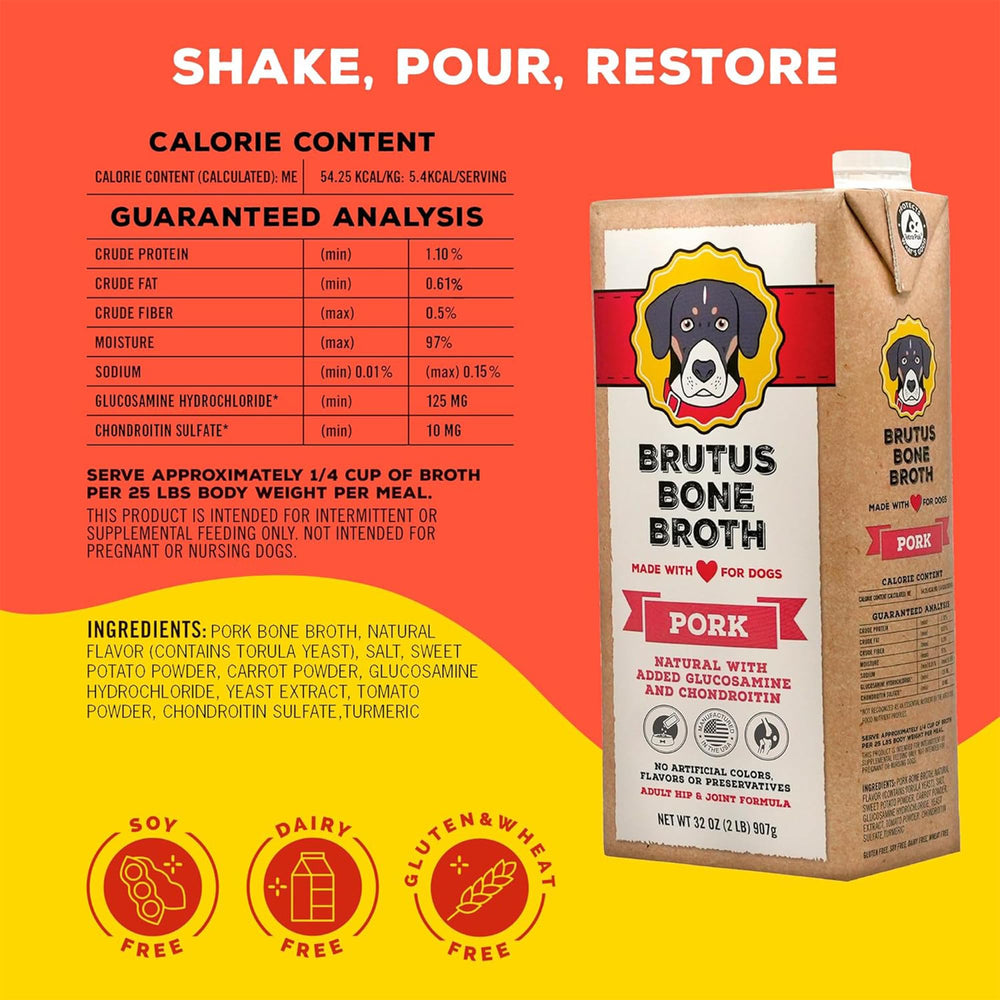 Brutus Caldo de Huesos para Perros, color dorado y aroma apetitoso