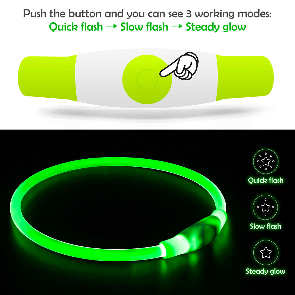 BSEEN collar LED: tres modos de iluminación para distintas situaciones nocturnas.