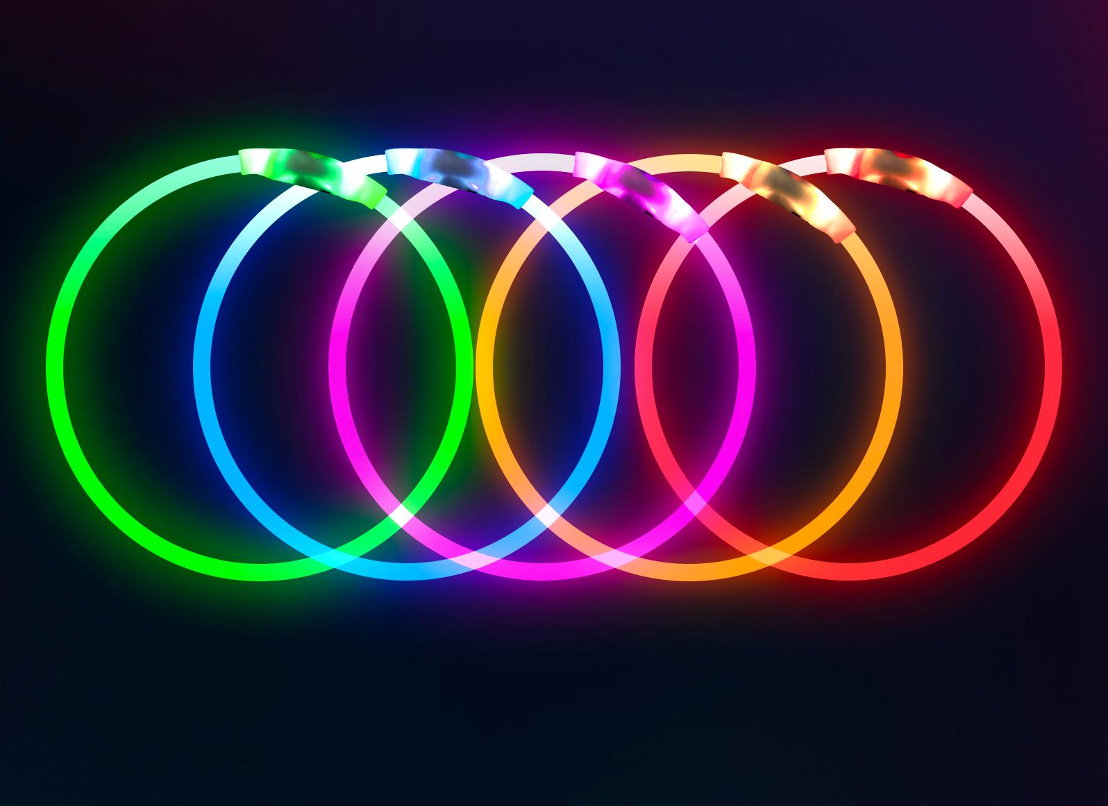 Collar BSEEN azul iluminado, longitud 70 cm ajustable.
