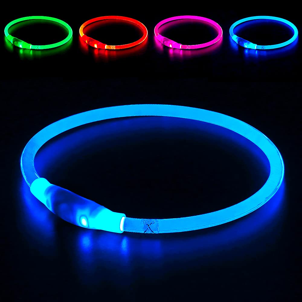 BSEEN collar azul iluminado para perros, mayor visibilidad nocturna.