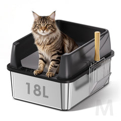 La bacinilla Bsemax para gato de acero inoxidable con tapa facilita la higiene del arenero.