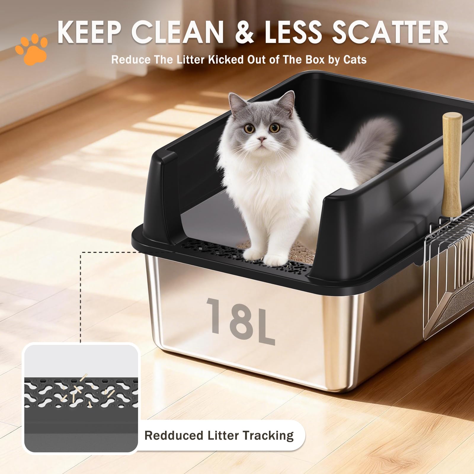 Dimensiones de 17,4 x 13,5 x 8,5 pulgadas para gatos pequeños.