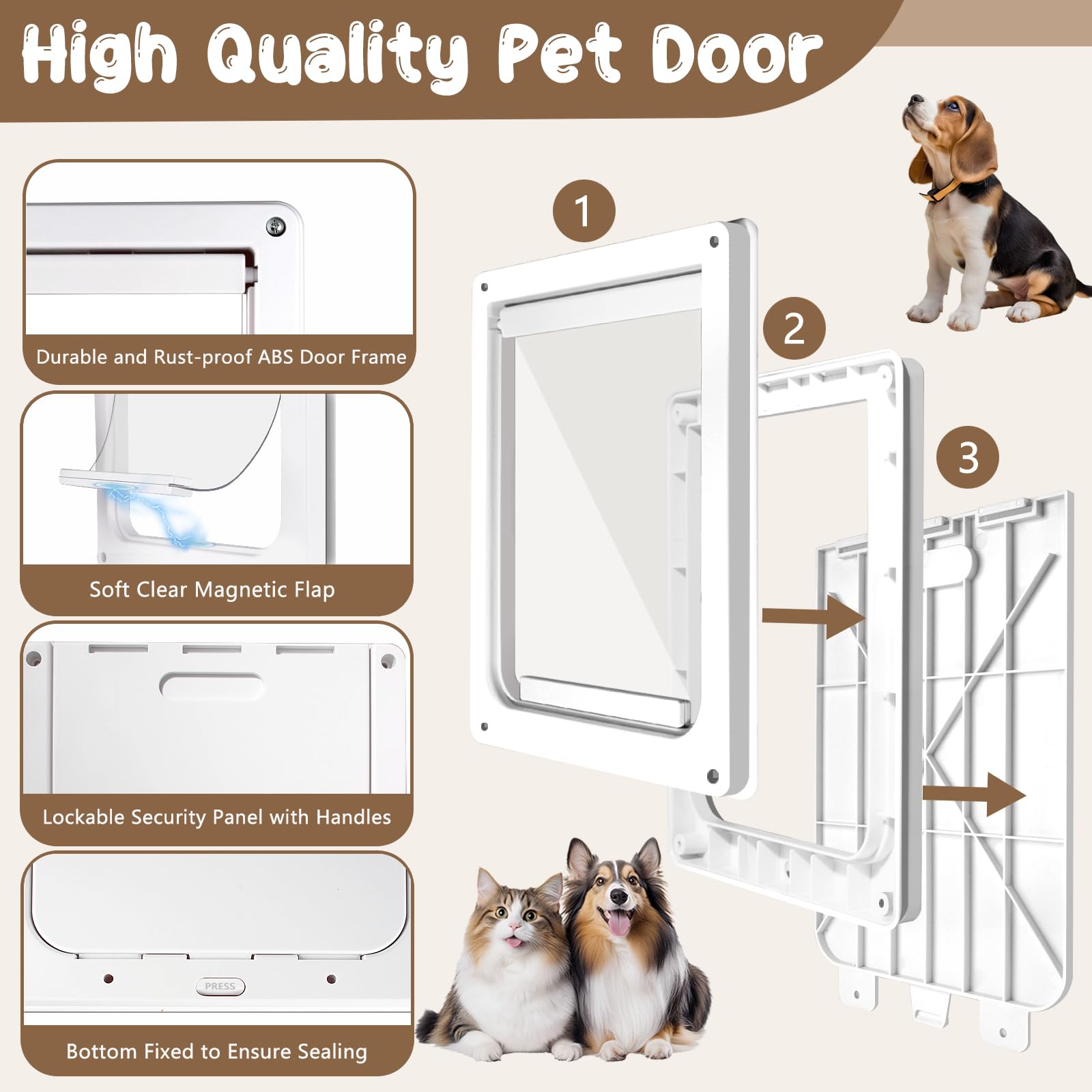 Bsemax puerta para perros, tapa magnética suave, facilita entradas y salidas.
