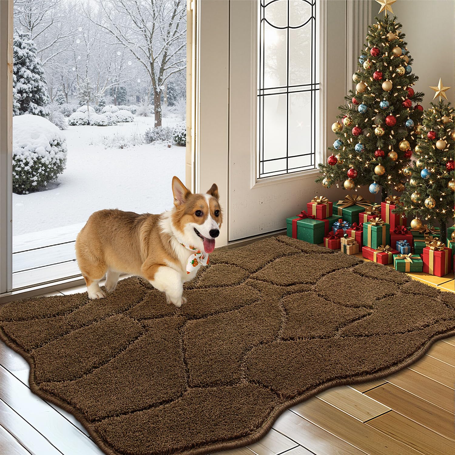 BSICPRO alfombra para perros con diseño de ola única para recoger suciedad en la entrada.