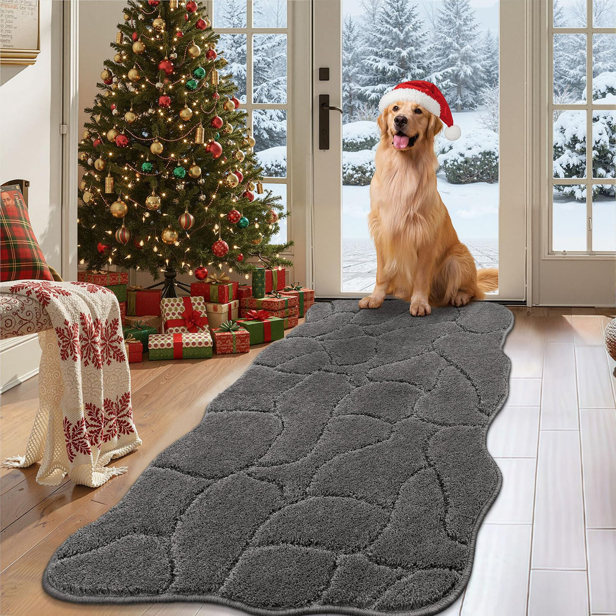 BSICPRO alfombra de entrada para perros con huellas mojadas, absorbe humedad y mantiene limpio el piso.