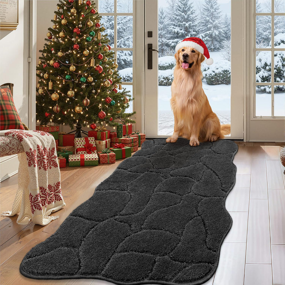 BSICPRO alfombra de puerta con diseño en ola para entrada decorativa y práctica