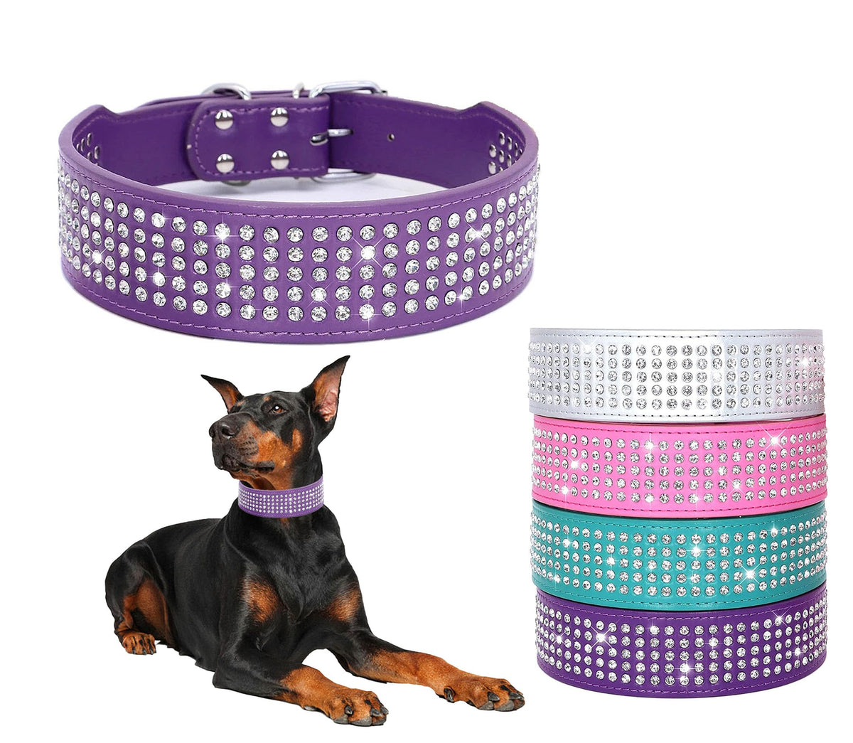 BTDCFY collar con diamantes de 2 pulgadas, frontal brillante para paseos elegantes