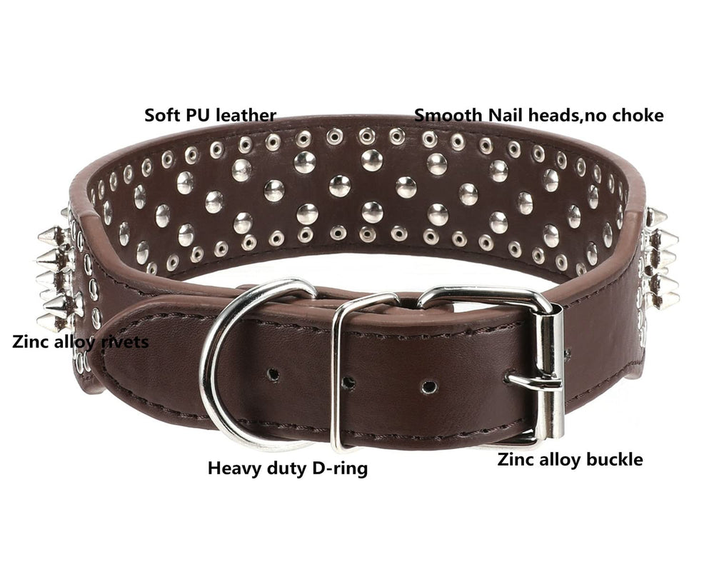 BTDCFY collar cuero PU suave material duradero para perros grandes