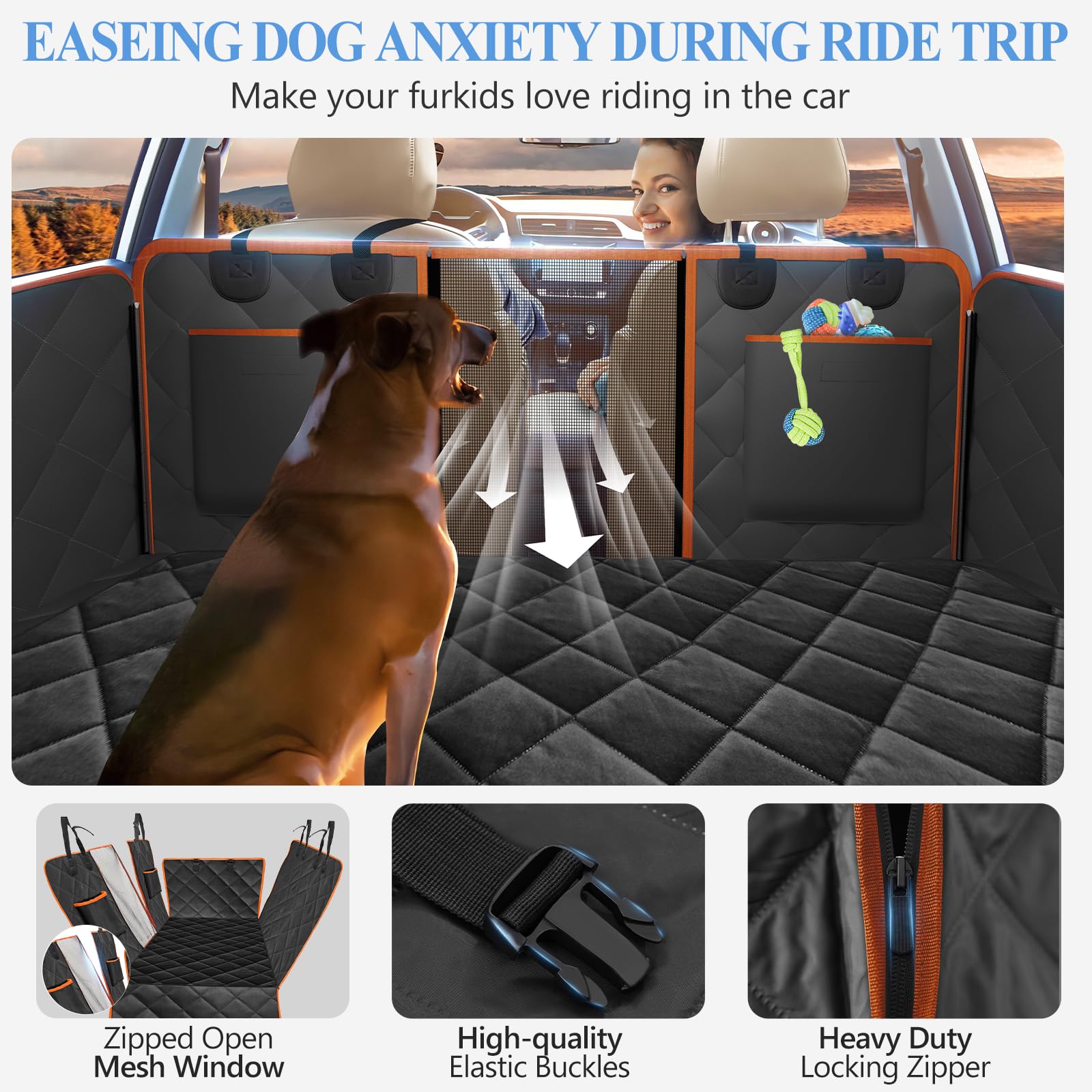 Cobertura integral para asiento trasero de perros de Btefd protege pelo y manchas.