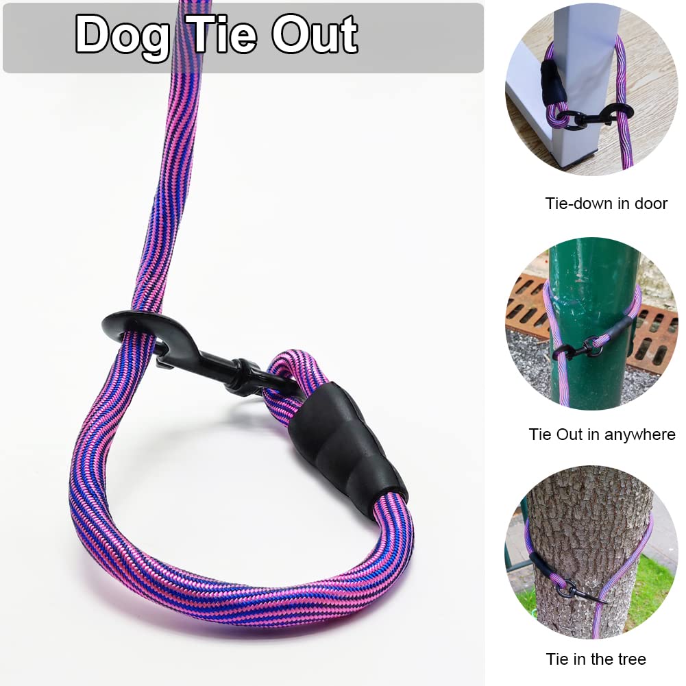 BTINESFUL cuerda de amarre para perro de 30 pies en rosa y azul, entrenamiento
