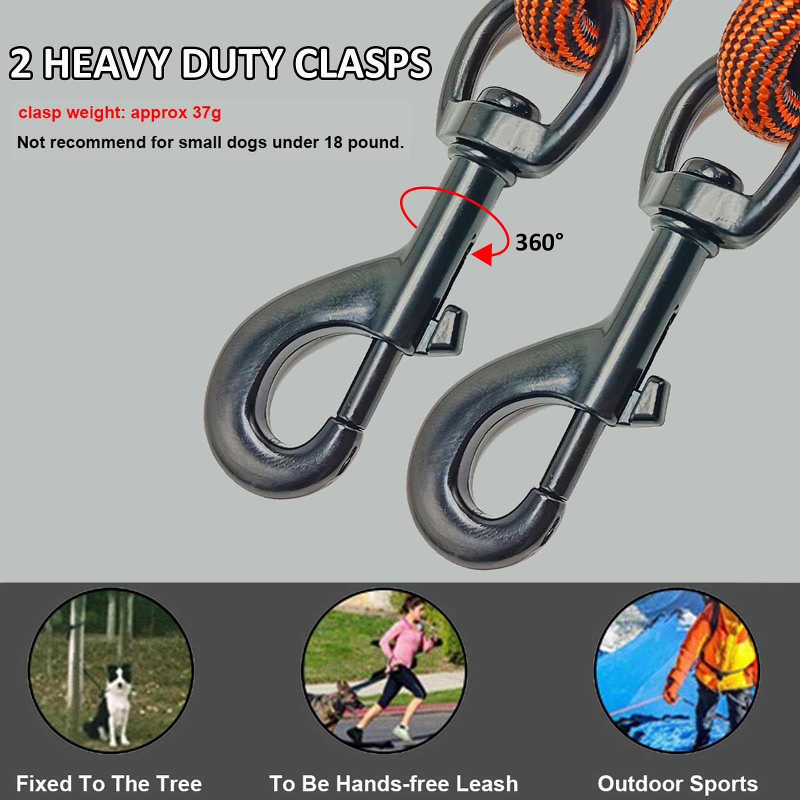 BTINESFUL cuerda para perro de 12 pies, alcance seguro para juego al aire libre.