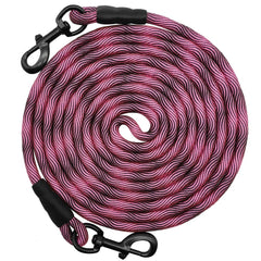 BTINESFUL cuerda larga para perro en rosado y negro, ideal para explorar al aire libre.