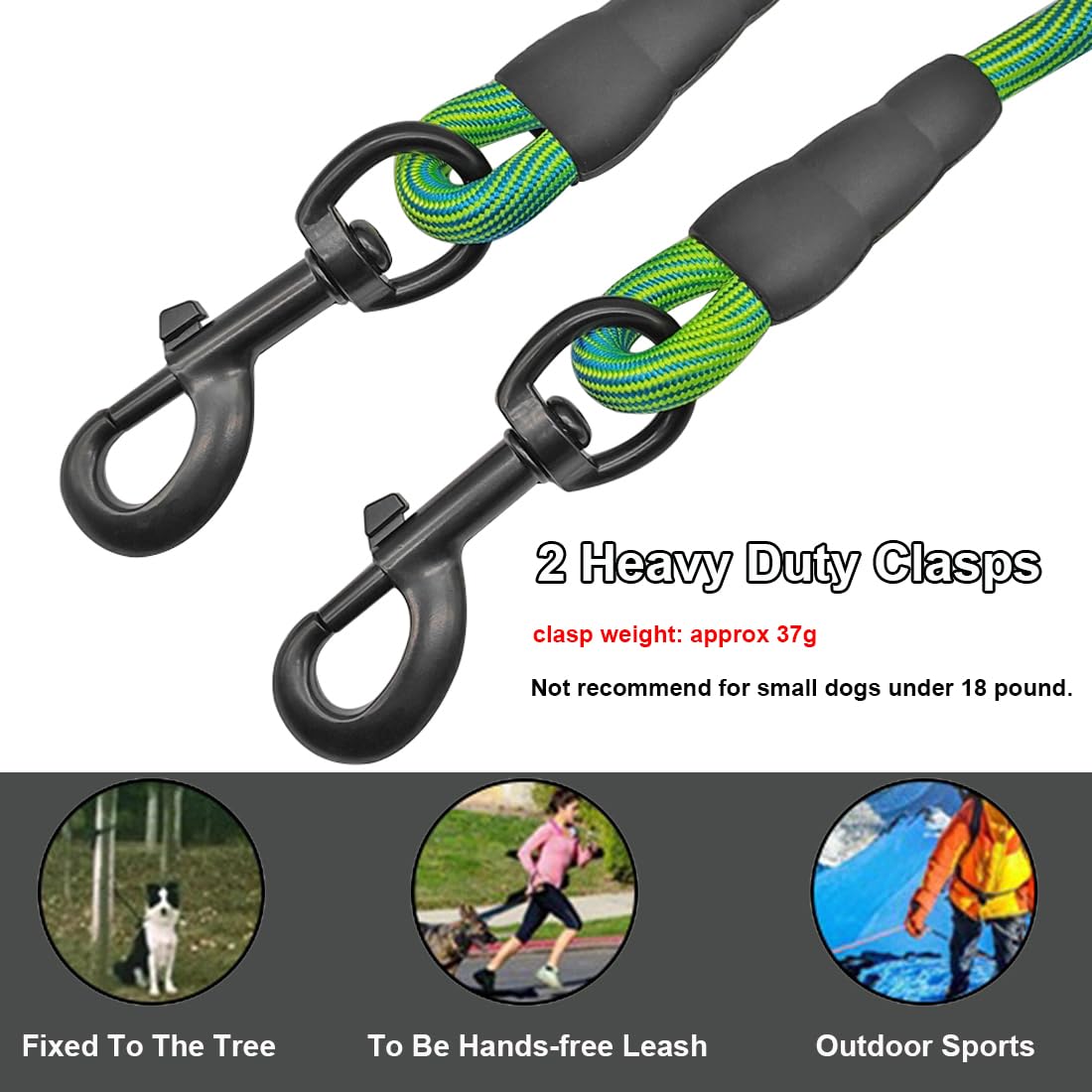 BTINESFUL cuerda para perros de 12 pies, ideal para patio amplio