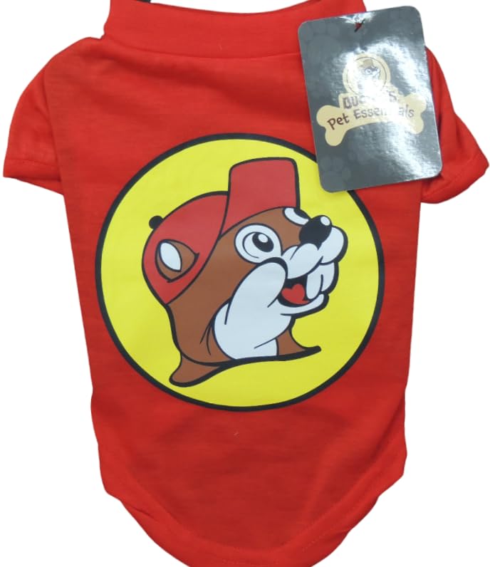 Camiseta para perro Buc-ee's con diseño tejido rojo, suave y transpirable para paseos y uso diario.