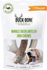 Buck Bone Organics masticación dura cuerno de ciervo para perros, favorece la higiene dental.